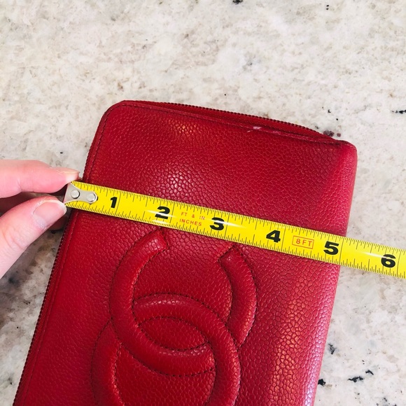 Chanel Timeless XL zipped long wallet in red caviar - Picture 14 of 15